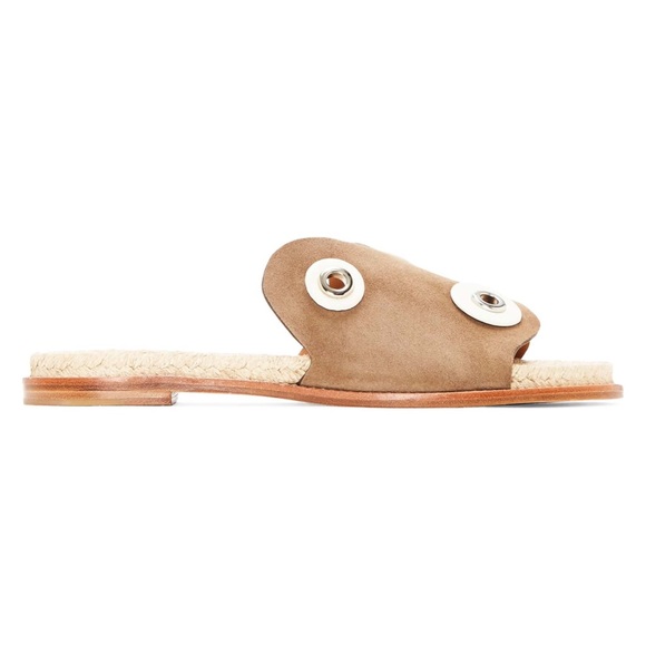 new Mercedes Castillo ✪ Oversized Metal Hardware Sandals Sandal ✪ Natural Suede - Picture 2 of 16